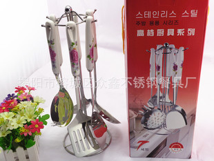 批發(fā)采購烹飪勺鏟-精品陶瓷柄不銹鋼鍋鏟禮品廚具6件套韓式勺鏟廚房烹飪用具批發(fā)批發(fā).
