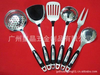 【不銹鋼廚具批發(fā) 廚具套裝 創(chuàng)意廚具7件套 鍋鏟 湯勺 漏勺廚房用具】價格,廠家,圖片,鍋鏟,廣州皇晶五金制品-
